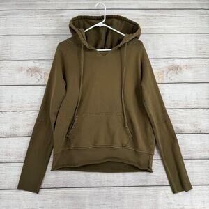 Nili Lotan Split Neck Hoodie Sweatshirt Womens Large Oversized Green
